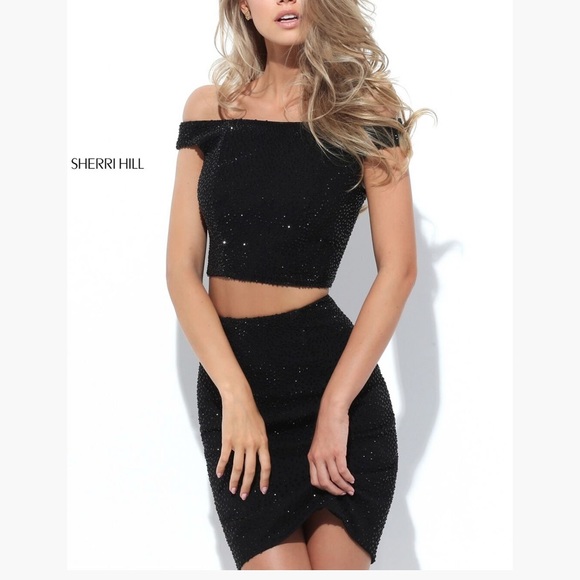 #50701 Sherri Hill Black Dress Black Size 2 - Picture 4 of 15